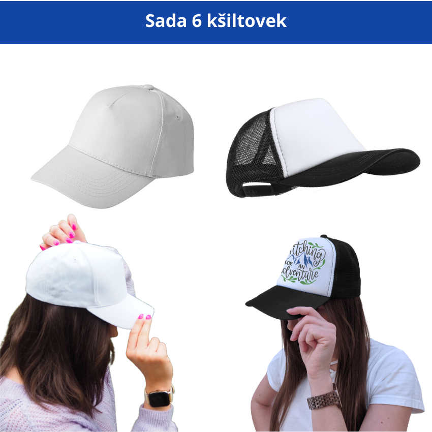 sada kšiltovek pro sublimační tisk